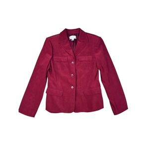 Vintage 90s Casual Corner Annex Maroon Suede-Feel Blazer Size Medium